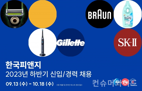한국 P&G가 10월 18일까지 2023년 하반기 신입사원을 공개모집한다.