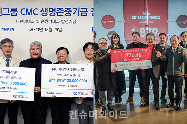 기업들이 어린이들을 위한 기부금을 전달하며 연말의 의미를 되새긴다.