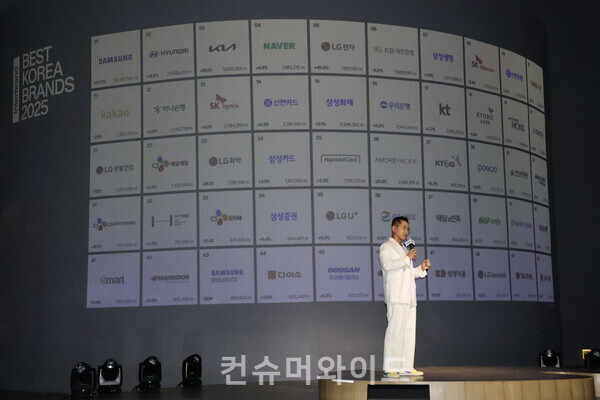 지난 17일 그랜드 워커힐 서울 ‘빛의 시어터’에서 진행된 제 13회 Best Korea Brands 2025(이하 2025년 베스트 코리아 브랜드)’에서 인터브랜드가 올해 대한민국을 대표하는 50개 브랜드 순위를 발표했다. ⓒ컨슈머와이드 전휴성 기자