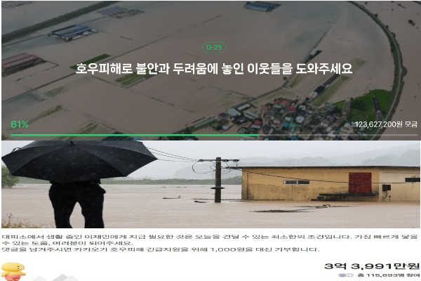 ⓒ 네이버 해피빈, 카카오 같이가가치 페이지 캡처